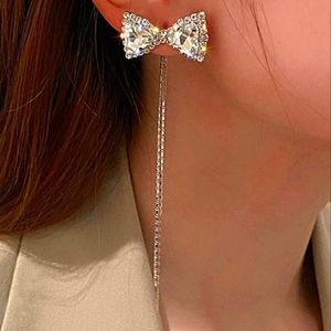 Crystal bow dangle earrings